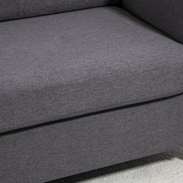 HOMCOM Compact Loveseat Sofa, Modern 2 Seater Sofa for Living Room with Wood Legs and Armrests, Cat Scratch Anti, Dark Grey Aosom UK