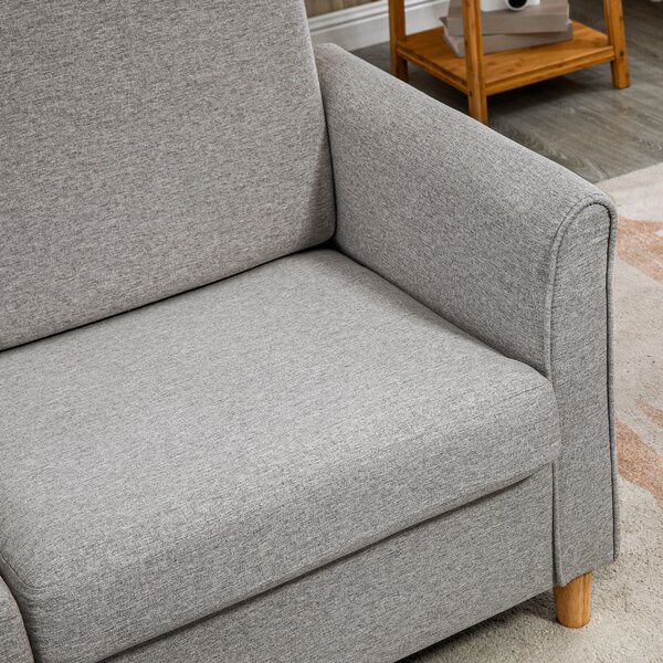 HOMCOM Compact Loveseat Sofa, Modern 2 Seater Sofa for Living Room with Wood Legs and Armrests, Cat Scratch Anti, Light Grey Aosom UK