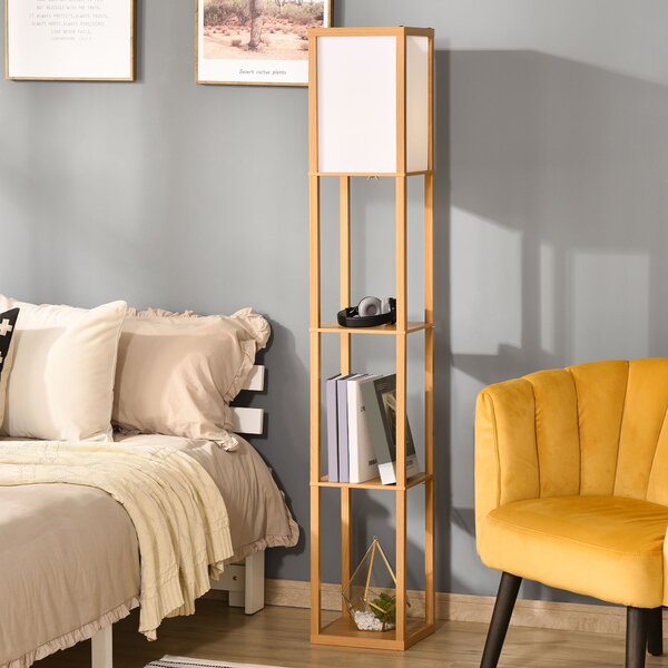 HOMCOM Floor Lamp with Shelves, Floor Standing Lamp, Floor Lights, Natural Reading Illumination for Living Spaces, Kitchen, Natural Aosom UK