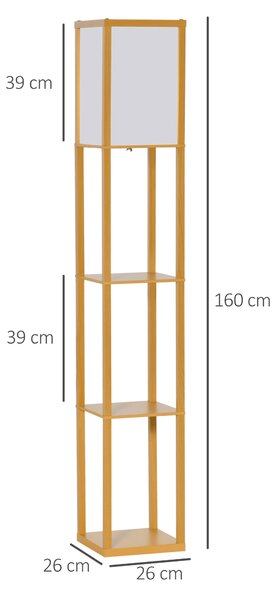 HOMCOM Floor Lamp with Shelves, Floor Standing Lamp, Floor Lights, Natural Reading Illumination for Living Spaces, Kitchen, Natural Aosom UK