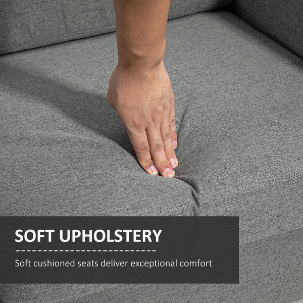 HOMCOM Compact Loveseat Sofa, Modern 2 Seater Sofa for Living Room with Wood Legs and Armrests, Cat Scratch Resistant, Grey Aosom UK