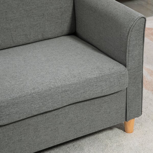 HOMCOM Compact Loveseat Sofa, Modern 2 Seater Sofa for Living Room with Wood Legs and Armrests, Cat Scratch Resistant, Grey Aosom UK