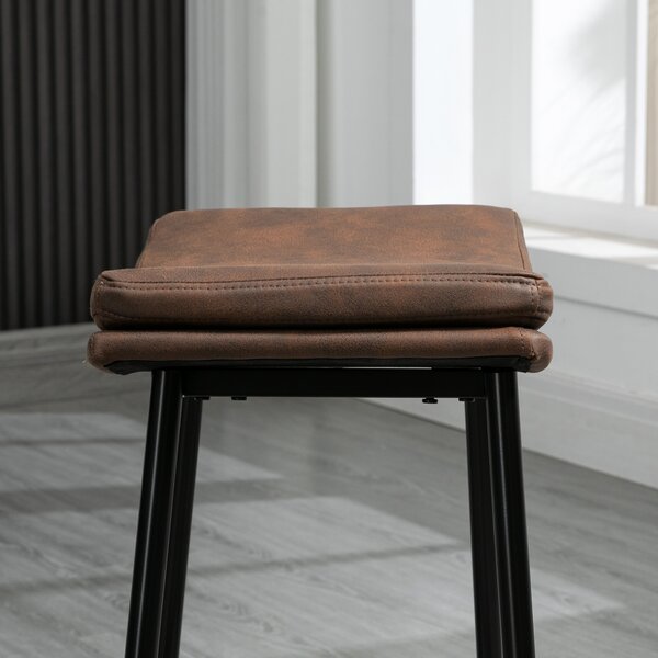 HOMCOM Breakfast Bar Chairs Set of 2, Microfibre Upholstered Counter Bar Stool, Industrial Bar Stool with Curved Seat and Steel Frame, Anti-Cat-Scratch Aosom UK
