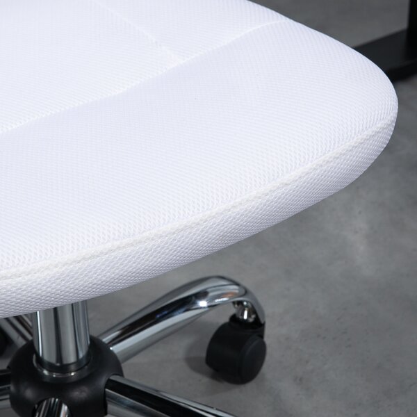 Vinsetto Swivel Office Chair, Armless Desk Chair with Adjustable Height, Breathable Back & Smooth Swivel Wheels, White Aosom UK