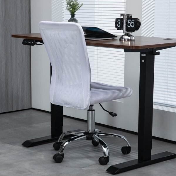 Vinsetto Swivel Office Chair, Armless Desk Chair with Adjustable Height, Breathable Back & Smooth Swivel Wheels, White Aosom UK