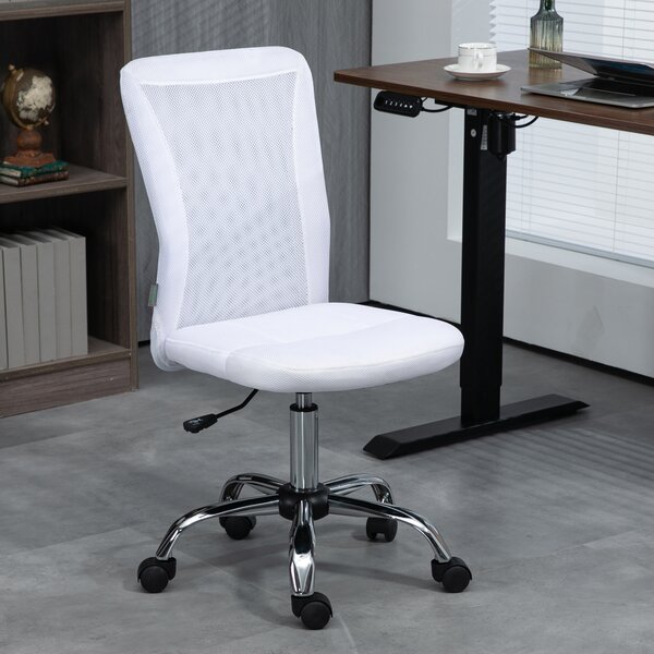 Vinsetto Swivel Office Chair, Armless Desk Chair with Adjustable Height, Breathable Back & Smooth Swivel Wheels, White Aosom UK