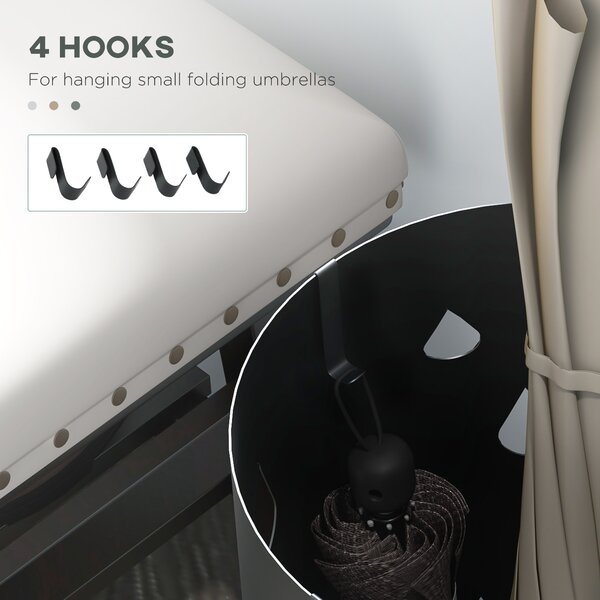 HOMCOM Umbrella Station: Circular Stand with Hooks & Water Tray, Hallway Essential, Dark Grey Aosom UK