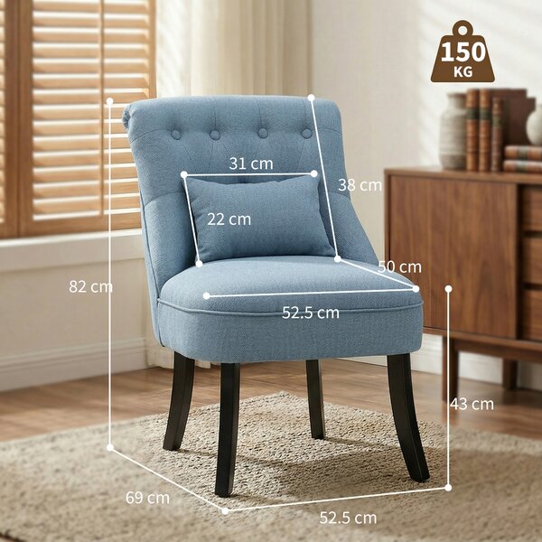 HOMCOM Fabric Single Sofa Dining Chair Tub Chair Upholstered W/ Pillow Solid Wood Leg Home Living Room Furniture, Cat Scratch Anti, Blue Aosom UK