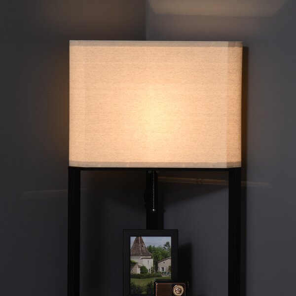 HOMCOM Triangle Floor Lamp with Shelves, Chain Switch, Black Aosom UK