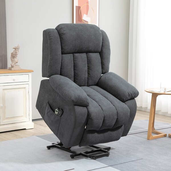 HOMCOM Oversized Riser and Recliner Chairs for the Elderly, Heavy Duty Fabric Upholstered Lift Chair w/ Remote Control, Cat Scratch Anti Aosom UK