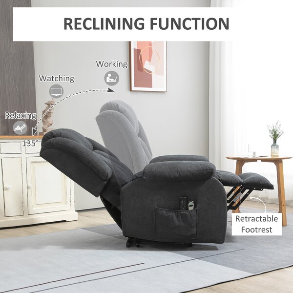 HOMCOM Oversized Riser and Recliner Chairs for the Elderly, Heavy Duty Fabric Upholstered Lift Chair w/ Remote Control, Cat Scratch Anti Aosom UK