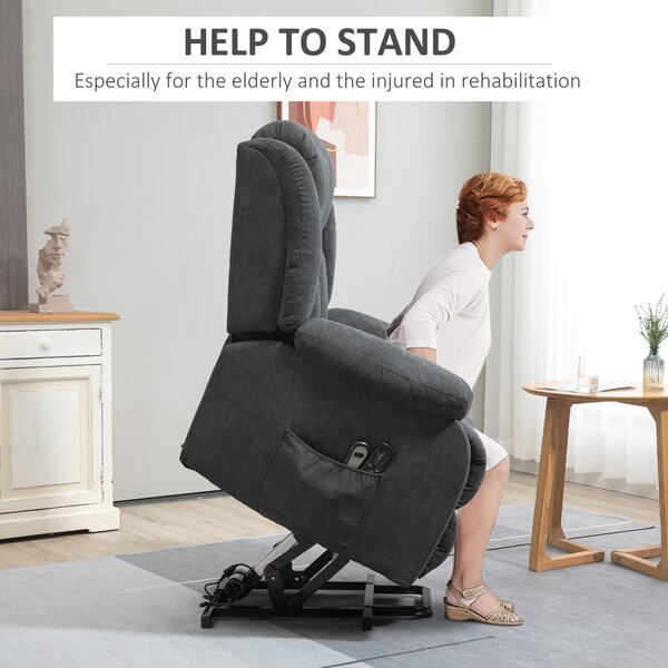 HOMCOM Oversized Riser and Recliner Chairs for the Elderly, Heavy Duty Fabric Upholstered Lift Chair w/ Remote Control, Cat Scratch Anti Aosom UK