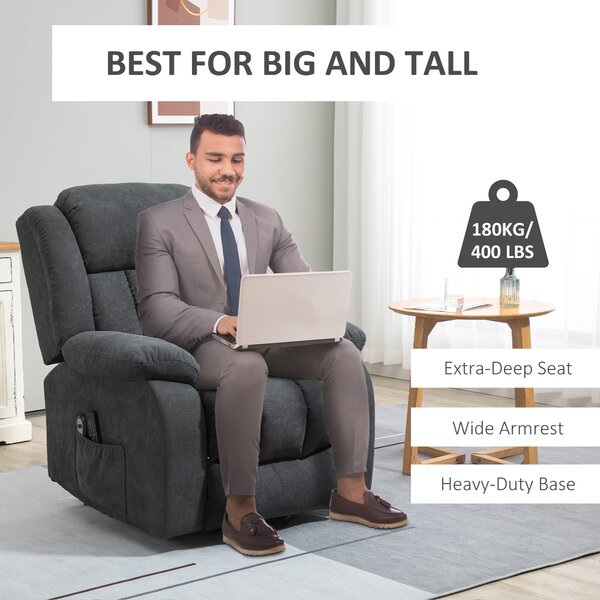HOMCOM Oversized Riser and Recliner Chairs for the Elderly, Heavy Duty Fabric Upholstered Lift Chair w/ Remote Control, Cat Scratch Anti Aosom UK