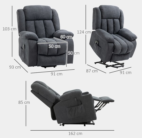 HOMCOM Oversized Riser and Recliner Chairs for the Elderly, Heavy Duty Fabric Upholstered Lift Chair w/ Remote Control, Cat Scratch Anti Aosom UK