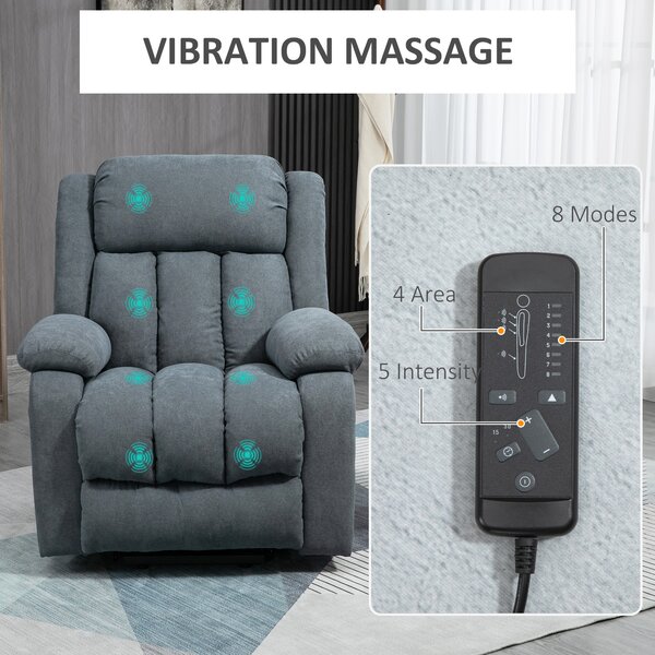 HOMCOM Oversized Riser and Recliner Chairs for the Elderly, Heavy Duty Fabric Upholstered Lift Chair w/ Remote Control, Cat Scratch Anti Aosom UK