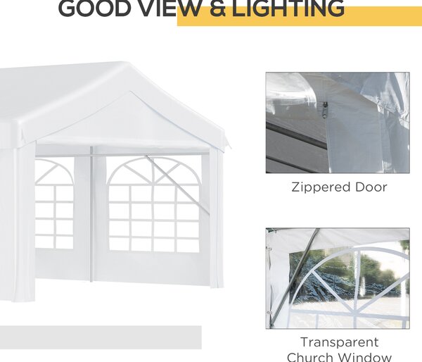 Outsunny Large Party Tent: Heavy-Duty Steel Gazebo for Events, Portable Carport Shelter, Bright White