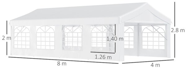Outsunny Large Party Tent: Heavy-Duty Steel Gazebo for Events, Portable Carport Shelter, Bright White