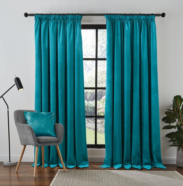 Recycled Velour Pencil Pleat Curtains