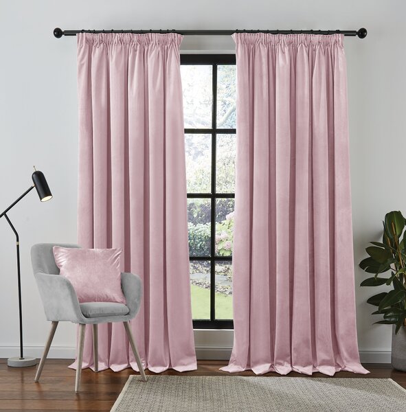 Recycled Velour Pencil Pleat Curtains