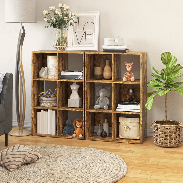 HOMCOM Industrial Style Storage Shelf, Bookcase, Bookshelf with 6 Compartments, Freestanding Shelving Unit for Living Room, Home, Brown Aosom UK