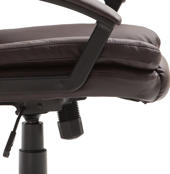HOMCOM Swivel Executive Office Chair Mid Back Faux Leather Computer Desk Chair for Home with Double-Tier Padding, Arm, Wheels, Brown Aosom UK