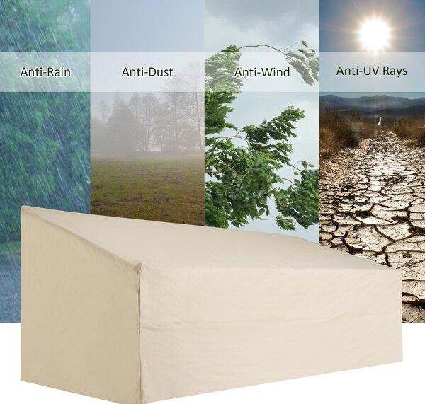 Outsunny Sofa Cover: Waterproof 600D Oxford Cloth, Large Patio Furniture Protector, Beige, 218x111x63-101cm Aosom UK