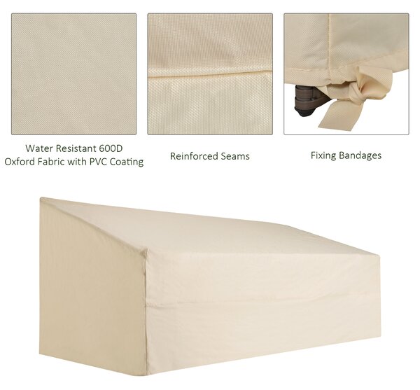 Outsunny Sofa Cover: Waterproof 600D Oxford Cloth, Large Patio Furniture Protector, Beige, 218x111x63-101cm Aosom UK