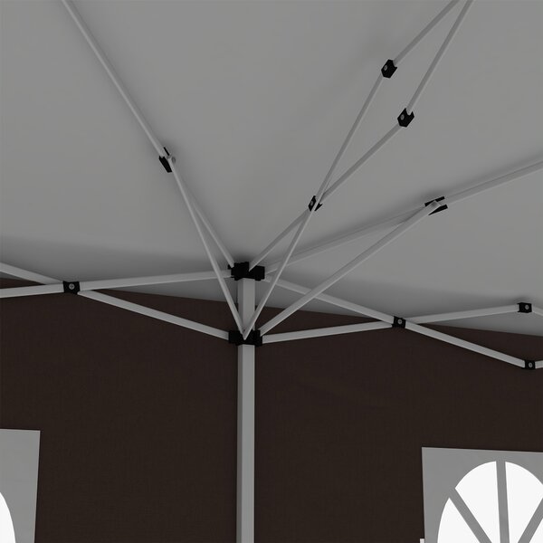Outsunny 3 x 6m Sturdy Pop Up Gazebo with Sides, Metal Frame Party Tent with Carry Bag, Height Adjustable for Garden, Brown Aosom UK