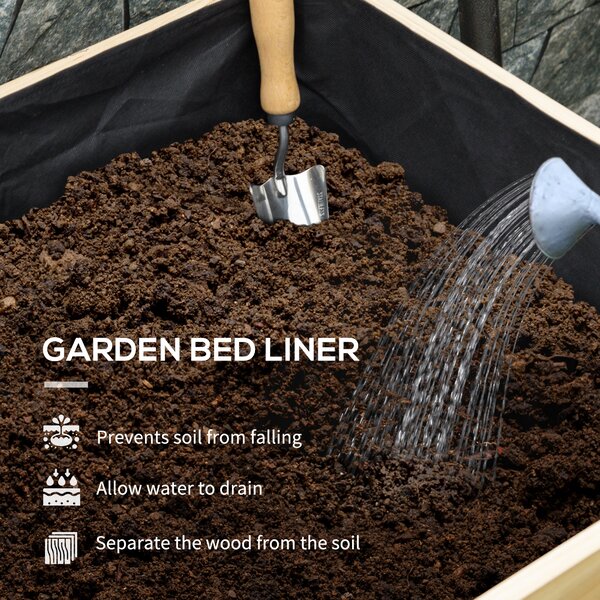 Outsunny Wooden Planter Box with Greenhouse Cover and Bed Liner, Raised Garden Bed for Vegetables, Flowers, Herbs Aosom UK