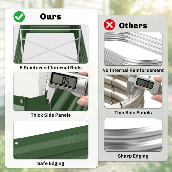 Outsunny Rectangular Garden Beds with Multi-reinforced Rods, Galvanised Steel Outdoor Planters, 180 x 90 x 59 cm, Green Aosom UK