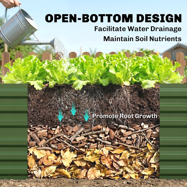 Outsunny Rectangular Garden Beds with Multi-reinforced Rods, Galvanised Steel Outdoor Planters, 180 x 90 x 59 cm, Green Aosom UK