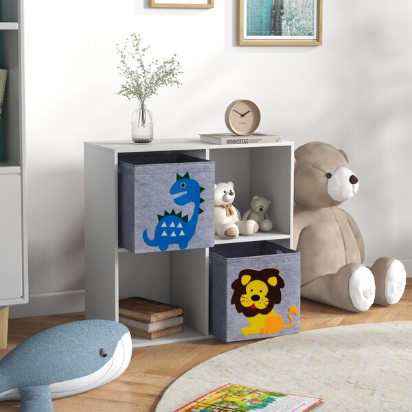 ZONEKIZ Toy Storage Box for Children with Dual Non-Woven Fabric Bins, 61.8 x 29.9 x 61.8 cm, White Aosom UK