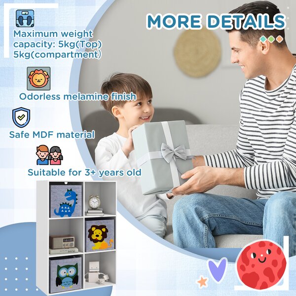 ZONEKIZ Kids' Storage Unit: 3 Fabric Drawers, Sturdy Frame, 61.8 x 29.9 x 91.5 cm, Pristine White Aosom UK
