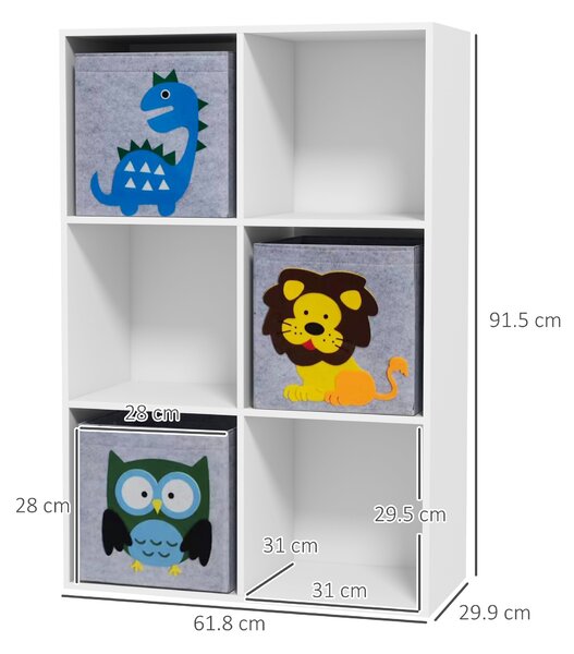 ZONEKIZ Kids' Storage Unit: 3 Fabric Drawers, Sturdy Frame, 61.8 x 29.9 x 91.5 cm, Pristine White Aosom UK