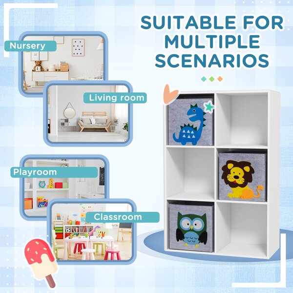 ZONEKIZ Kids' Storage Unit: 3 Fabric Drawers, Sturdy Frame, 61.8 x 29.9 x 91.5 cm, Pristine White Aosom UK