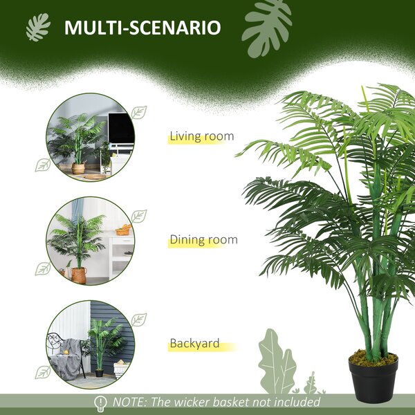 Outsunny Artificial Palm Tree in Pot, 2 Pack Fake Plants, Home Indoor Outdoor Decor, 125cm, Green Aosom UK