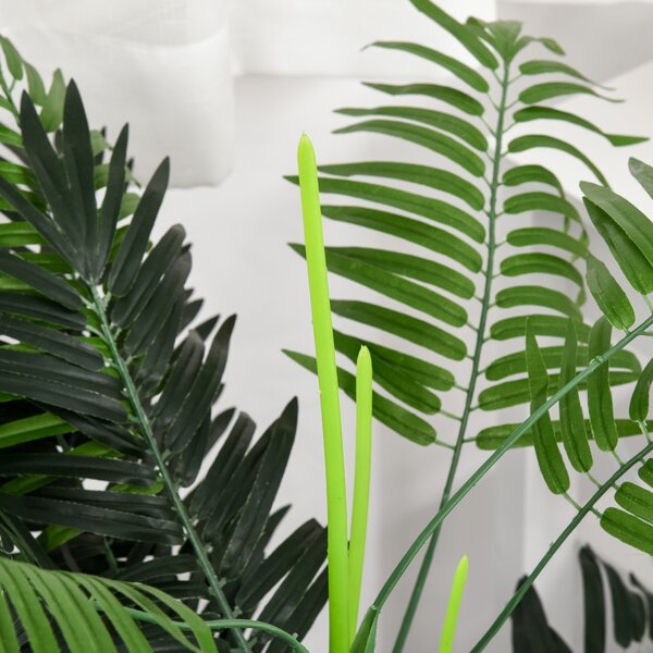 Outsunny Artificial Palm Tree in Pot, 2 Pack Fake Plants, Home Indoor Outdoor Decor, 125cm, Green Aosom UK
