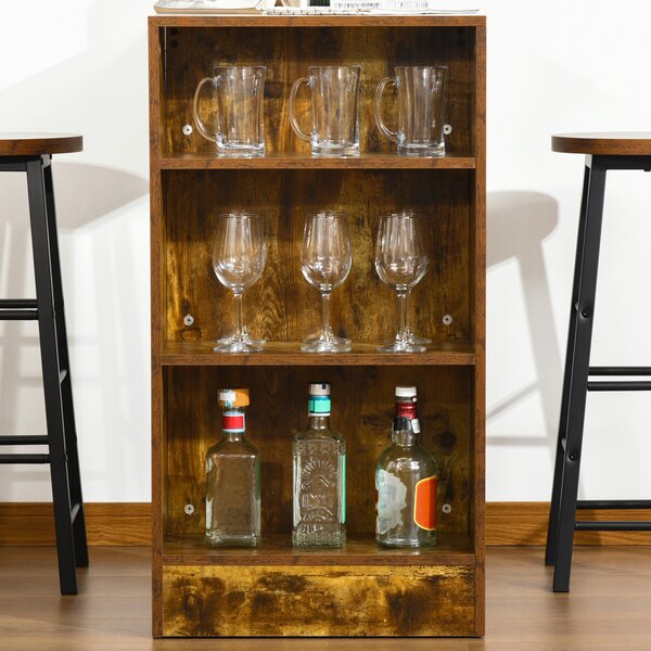 HOMCOM Industrial Bar Table and Stools for 2 people, 3-Pieces Bar Table Set with Storage Shelf for Kitchen, Brown Aosom UK