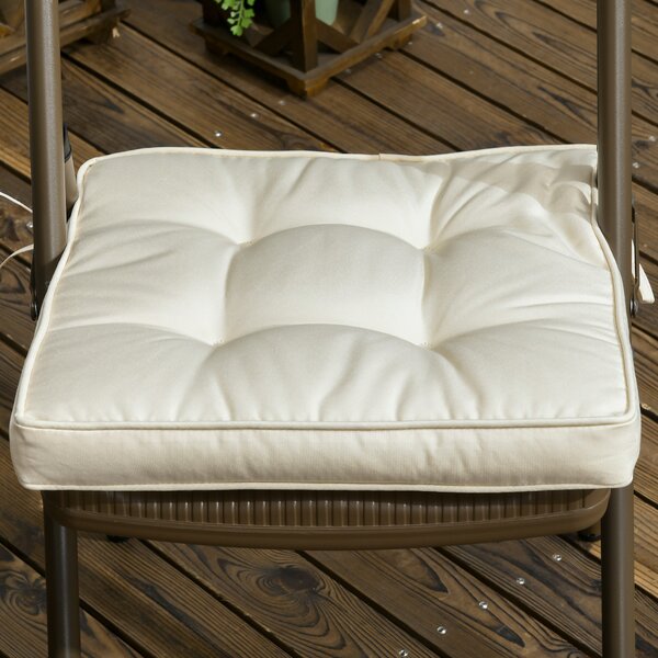 Outsunny Replacement Dining Chair Seat Pad, Garden Seat Cushion with Ties, 40 x 40cm, Cream White Aosom UK
