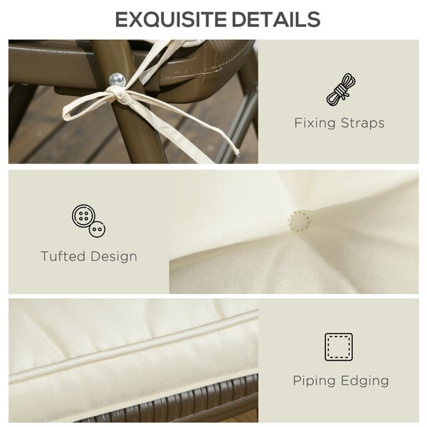 Outsunny Replacement Dining Chair Seat Pad, Garden Seat Cushion with Ties, 40 x 40cm, Cream White Aosom UK
