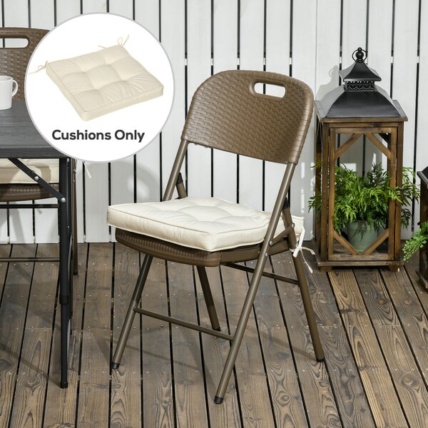 Outsunny Replacement Dining Chair Seat Pad, Garden Seat Cushion with Ties, 40 x 40cm, Cream White Aosom UK