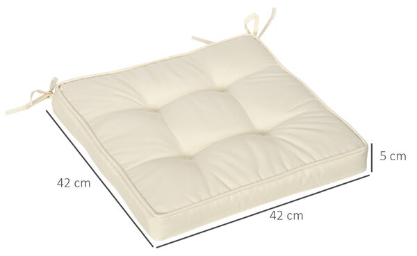 Outsunny Replacement Dining Chair Seat Pad, Garden Seat Cushion with Ties, 40 x 40cm, Cream White Aosom UK