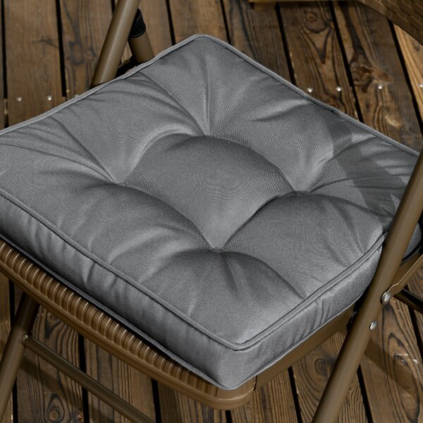 Outsunny Replacement Garden Seat Cushion, 40 x 40cm, Comfortable with Ties for Dining Chairs, Grey Aosom UK