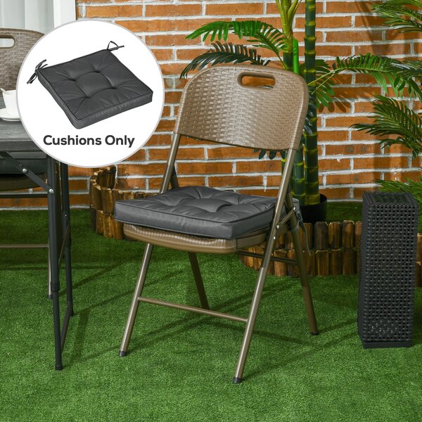 Outsunny Replacement Garden Seat Cushion, 40 x 40cm, Comfortable with Ties for Dining Chairs, Grey Aosom UK