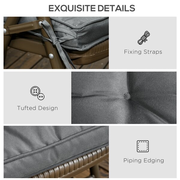 Outsunny Replacement Garden Seat Cushion, 40 x 40cm, Comfortable with Ties for Dining Chairs, Grey Aosom UK