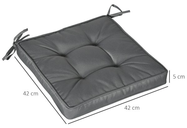 Outsunny Replacement Garden Seat Cushion, 40 x 40cm, Comfortable with Ties for Dining Chairs, Grey Aosom UK