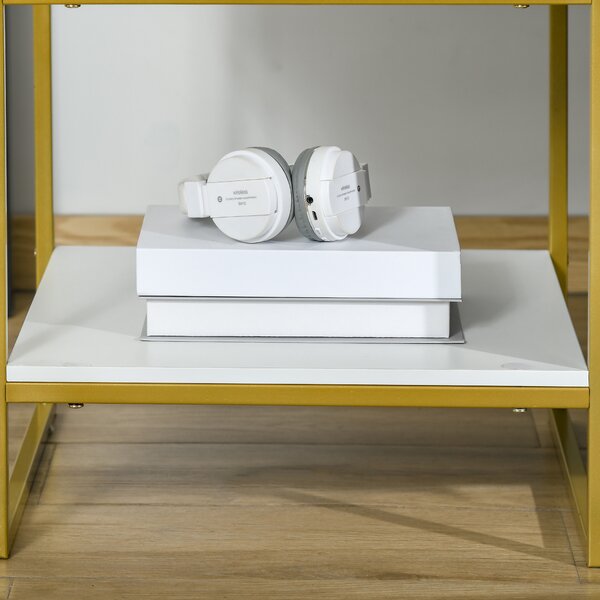 HOMCOM Bedside Tables, Set of 2, Modern Nightstands with Drawer & Shelf, Bedroom Furniture, White Aosom UK