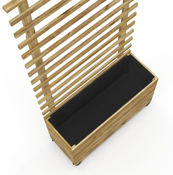 Outsunny 76 x 30 x 155cm Trellis Planter Box, Wooden Wheeled Planter for Climbing Plants & Vegetables, Natural Aosom UK
