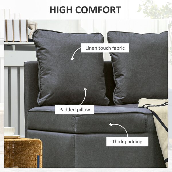 HOMCOM 3-In-1 Single Sofa Bed with Seat Thickness, Fold Out Chair Bed with 5-positon Adjustable Back & Removable and Washable Pillow, Grey Aosom UK