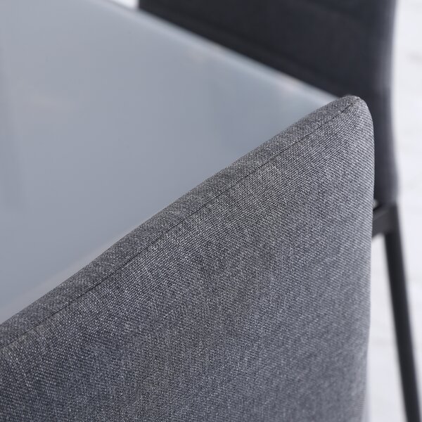 HOMCOM Set of 4 Dining Room Chairs, Linen Upholstered Kitchen Chairs, Outdoor Dining Chairs with Padded Seat & Metal Legs, Grey Aosom UK